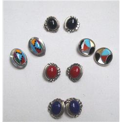 5 Pairs Silver Southwestern Clip-on Earrings