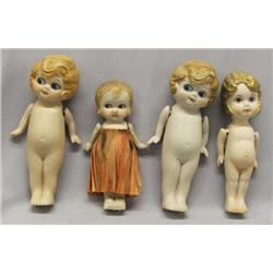 4 Vintage Japanese Bisque Kewpie Dolls