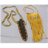 Image 1 : Beaded Fringed Pouch Scabbard And Knife