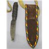 Image 2 : Beaded Fringed Pouch Scabbard And Knife