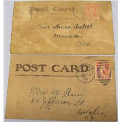 2 1906 Comical Leather Post Cards