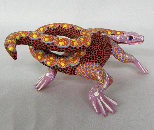 Oaxacan Lizard Carved Wood Arbrije By Aristeo