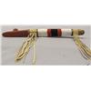Image 2 : Beaded Clay Peace Pipe With Leather Trim