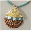 Image 2 : Santo Domingo Turquoise Inlay Shell Pendant Choker
