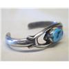 Image 2 : Navajo Silver Turquoise Sandcast Bracelet