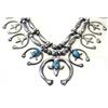 Image 3 : Navajo Silver Turquoise Squash Blossom Necklace