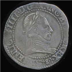 1578 France Henri III Silver 1/2 Franc Hi Grade (COI-5207)