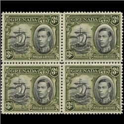 1938 Grenada 3p Postage Stamp Block PREMIUM (STM-0613)