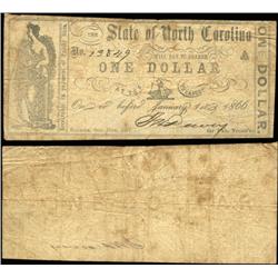 1861 North Carolina $1 Note Scarce Circulated (CUR-06238)