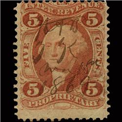 1860s US Revenue Stamp 5c Proprietary w/ GUM (STM-1540)