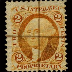1860s US Revenue Stamp 2c Proprietary Orange (STM-1466)