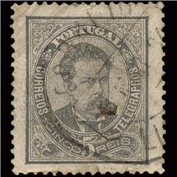 1884 Scarce Portugal 5r Black Used Stamp (STM-1332)