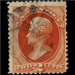 1870 SCARCE US 2c Jackson Red Brown Used Stamp (STM-1302)