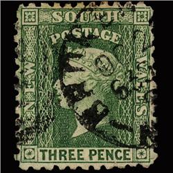 1882 Australia New So. Wales 3p Green Used Stamp (STM-1327)