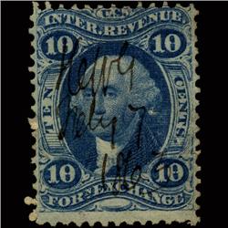 1860s US Revenue Stamp 10c Foreign Exch. (STM-1473)