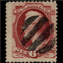 1870 SCARCE US 6c Lincoln Rose Used Stamp (STM-1296)