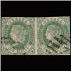 Image 1 : 1862 RARE Spain 2r Pair Green Used Stamp (STM-1331)