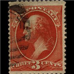 1887 SCARCE US 3c Washington Vermilion Used Stamp (STM-1304)