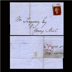 1849 GB Rare 1p Red Stamp Cover (STM-1597)