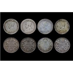 1913-36 Canada 10c Silver Lot of 8 (COI-7410)
