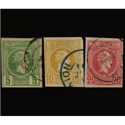 1886 Scarce Greece 5L 10L 20L Stamp Set (STM-1524)