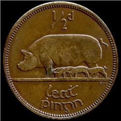 1940 Ireland 1/2p Higher Grade (COI-7358)