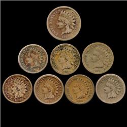 1860 Indian Cent Lot of 8 Better Circulated (COI-7447)