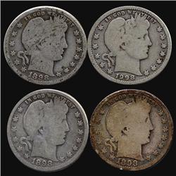 1898O Barber Quarters Lot of 4 Better Circulated (COI-7418)