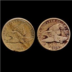 1858 Flying Eagle Cent Pair Circulated (COI-7441)