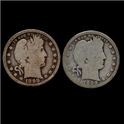 1899O Barber Quarters Pair Better Circulated (COI-7421)
