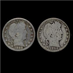 1898S Barber Quarters Pair Better Circulated (COI-7420)