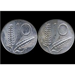 1953/55 Italy 10L Pair Uncirculated (COI-7583)