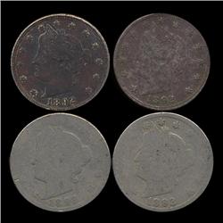 1892 Liberty Nickel Better Circulated Lot of 4 (COI-7621)