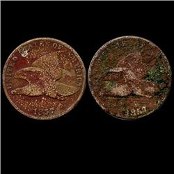 1857 Flying Eagle Cent Pair Circulated (COI-7438)