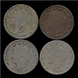 1893 Liberty Nickel Better Circulated Lot of 4 (COI-7622)