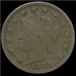 1891 Liberty Nickel Better Circulated (COI-7626)