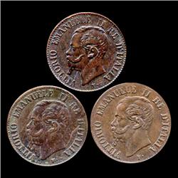 1861-67 Italy 1c Higher Grade Trio (COI-7586)