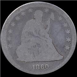 1860 Seated Quarter Better Circulated (COI-7603)