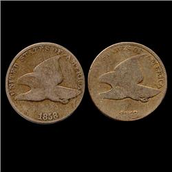1858 Flying Eagle Cent Pair Better Circulated (COI-7439)