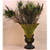 Image 1 : Beautiful Peacock Vase W/ Feathers - Approx. 10" D