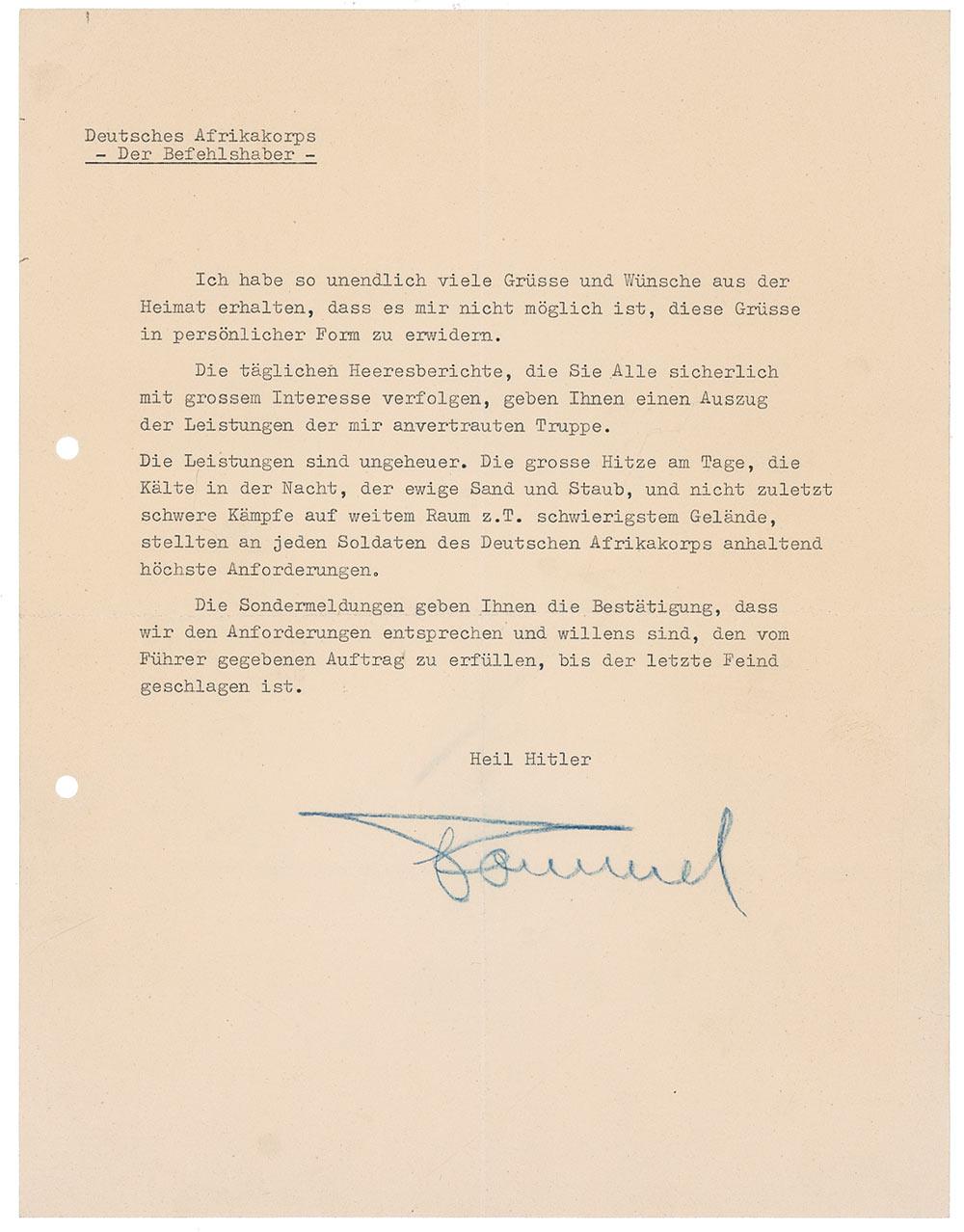 Signature Rommel Erwin Rommel