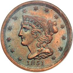1851 C-1 R1 PCGS graded MS60 Brown.