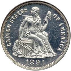 1891 Liberty Seated 10C NGC PF65 CAM