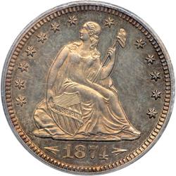 1874 Liberty Seated 25C. Arrows