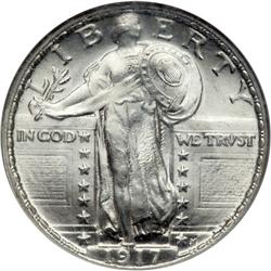 1917 Liberty Standing 25C. Type 2 NGC MS67