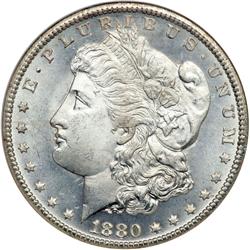 1880-CC Morgan $1. Rev of 1879 NGC MS65