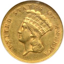 1878 $3 Gold NGC AU58
