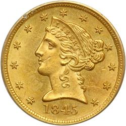 1845-D $5 Liberty