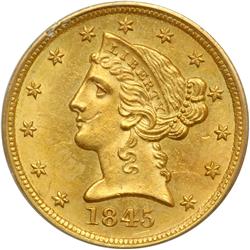 1845-D $5 Liberty