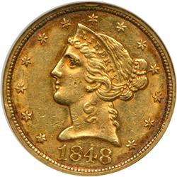 1848 $5 Liberty NGC AU58